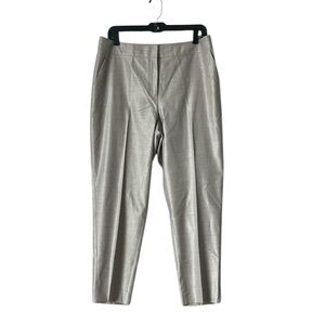St. John Silk/Wool Straight Ankle Suiting Pants in Crest Silver Career Office 10